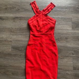 Red Bandage Midi Dress